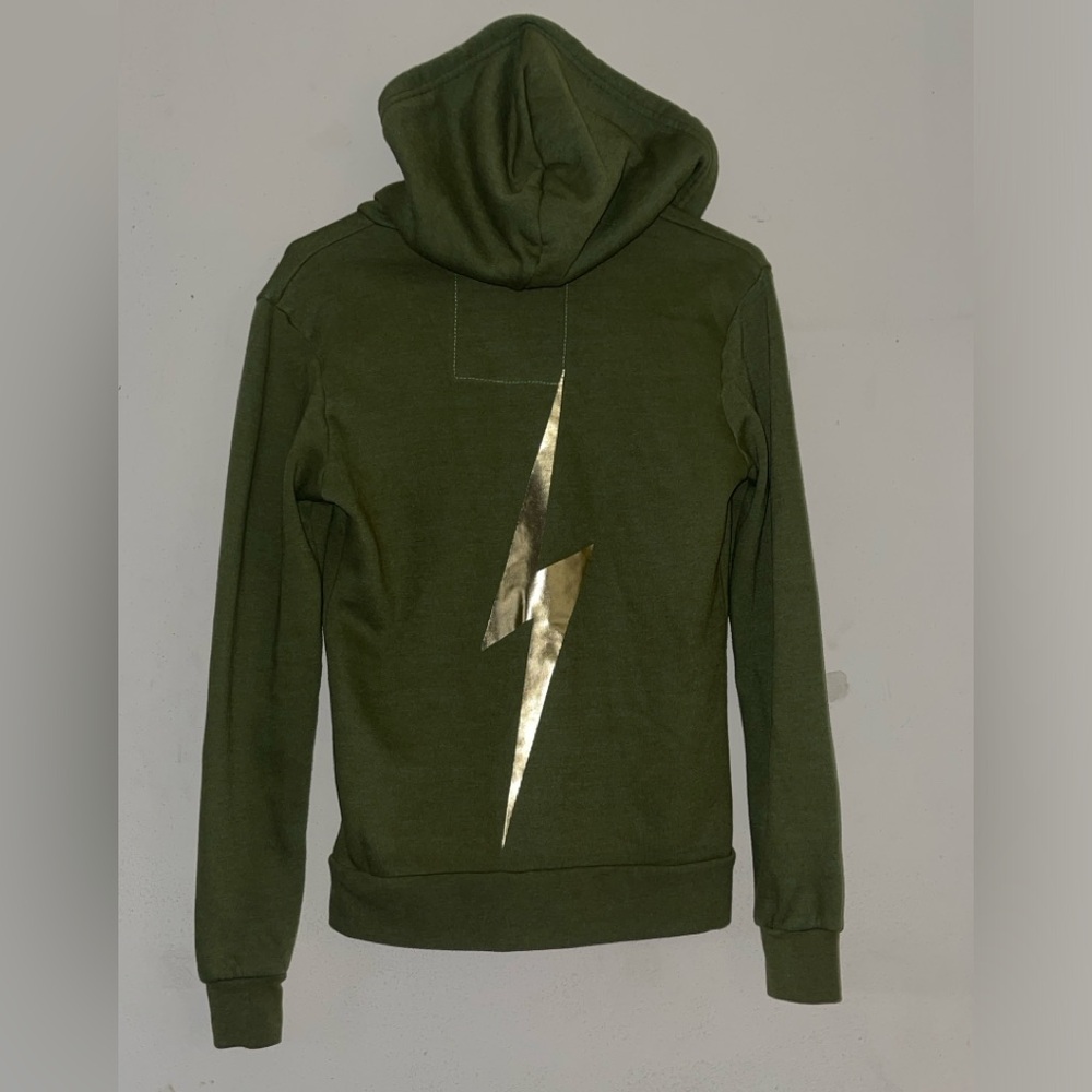 Aviator Nation Army green lightning full zip hoodie EUC very soft. Size XS - Picture 3 of 3